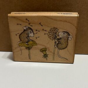 House Mouse “blowing dandelions” rubber stamp by Stampabilities 1989